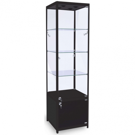 500mm wide Freestanding Cabinet with Storage in Black - FWC-500