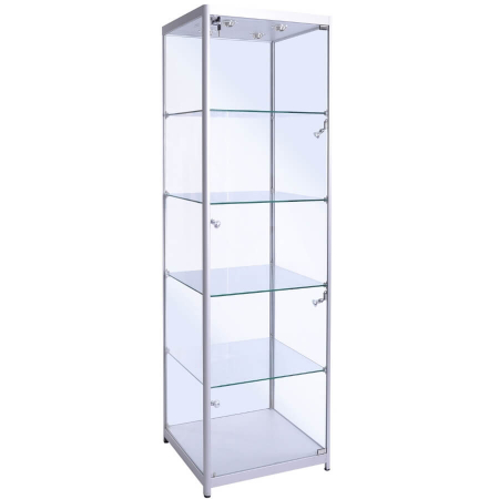 500mm wide glass display cabinet in Silver - F-500