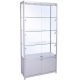 1000mm wide Freestanding Display Cabinet with Storage in Silver - FWC-1000