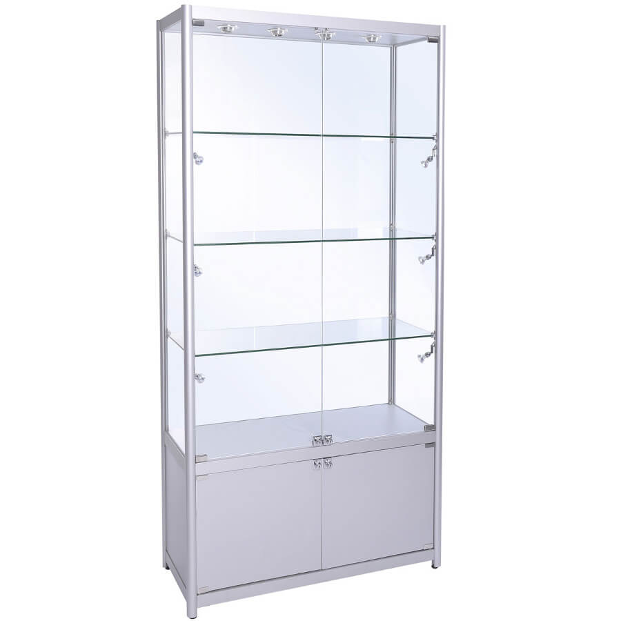 1000mm Wide Glass Display Cabinet With Storage Access Displays