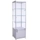 600mm wide Glass Cabinet with Cupboard in Silver - FWC-600