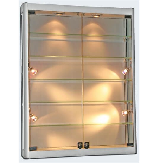 1000mm (w) wall mount glass display cabinet - led - wm10-12-led