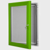 exterior lockable felt notice board - traffic green