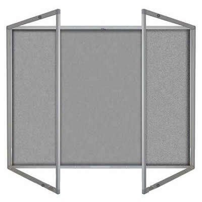Lockable felt notice board - Double door - Silver