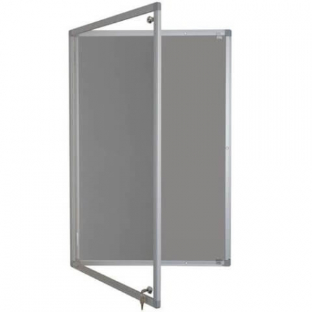 lockable felt notice board - silver