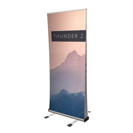 Thunder 2 outdoor banner stand with printed graphic