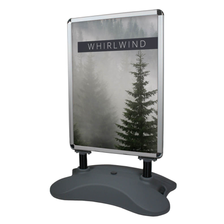 Whirlwind pavement sign with printed graphics