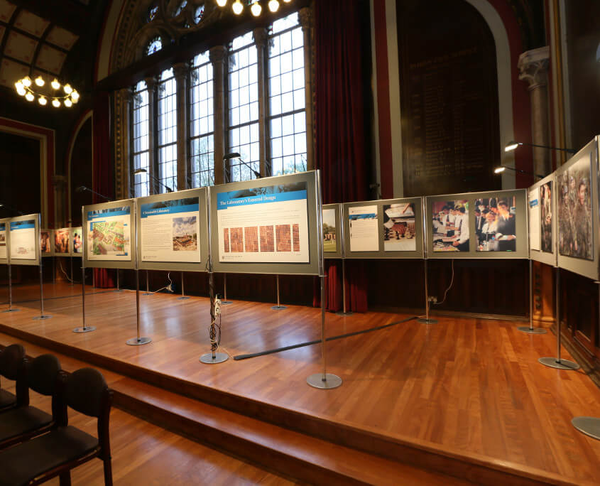 Elevated display board hire for Dulwich College Access Displays