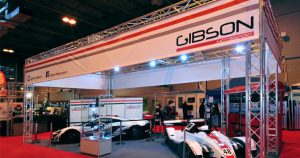 Lighting gantry exhibition stand with print