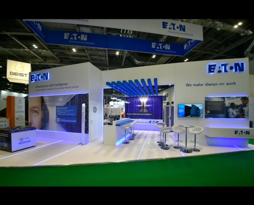 Data Centre World custom exhibition stand - Eaton