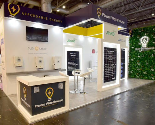 Solar and Storage bespoke exhibition stand - Power Warehouse