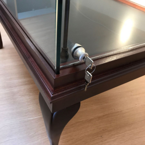 Mahogany wooden display case lock