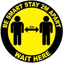 Be smart stay 2m apart wait here floor sticker