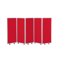 5 panel easy clean concertina screens - red - 1200mm high