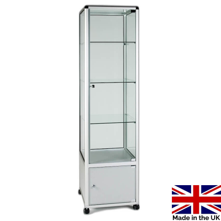 freestanding glass display case with storage - ub25 - Made in the UK