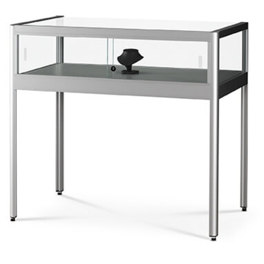 1000mm glass display table - silver - rear