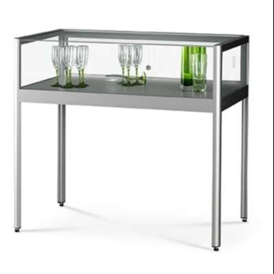 glass display table 1000mm wide - silver
