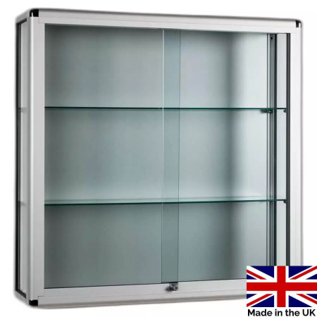 wall mount glass display case - ub020 - made in UK