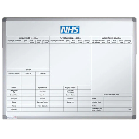 printed heavy duty whiteboard - nhs