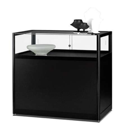 1000mm wide table display case with plinth - black