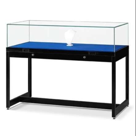 tgv-1000 glass display table with gas springs - black