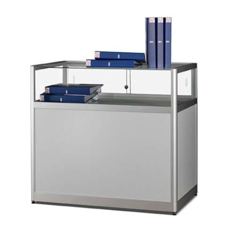 v8-1000 dustproof glass display table with storage - silver