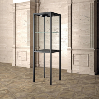 600mm wide museum glass display case on legs - MU/60F