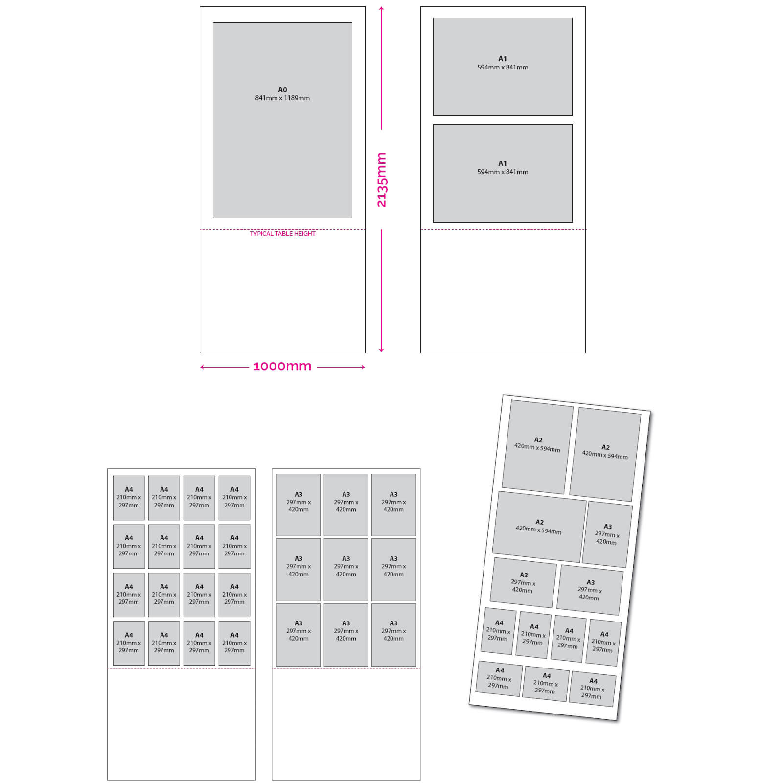 1000mm x 2135mm display panel layouts