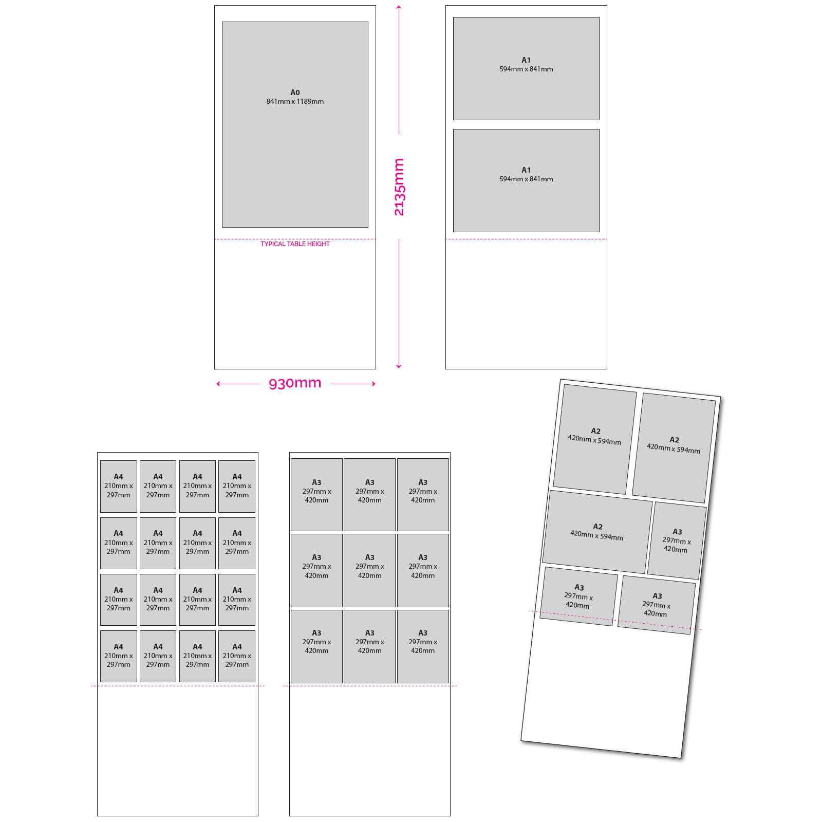 930mm x 2135mm display panel layouts