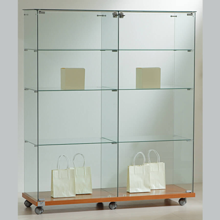 1170mm wide glass freestanding display case - laminato light - 12/14 - cherry wood