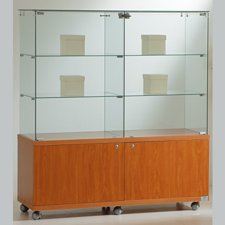 1170mm wide glass freestanding display case - laminato light - 12/14M - cherry wood
