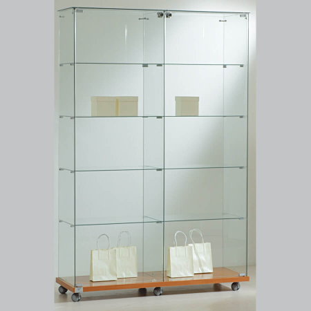 1170mm wide glass freestanding display case - laminato light - 12/18 - cherry wood