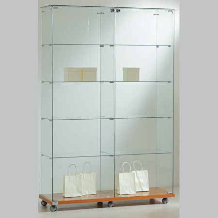 1170mm wide glass freestanding display case - laminato light - 12/18 - cherry wood