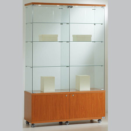 1170mm wide glass freestanding display case - laminato light - 12/18LM - cherry wood