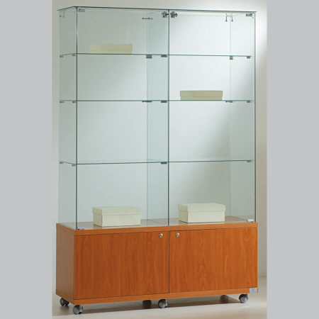 1170mm wide glass freestanding display case - laminato light - 12/18M - cherry wood
