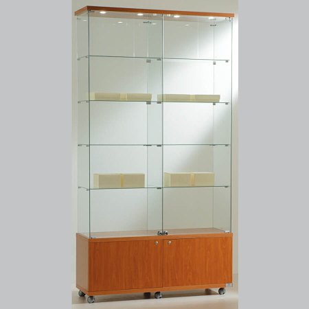 1170mm wide glass freestanding display case - laminato light - 12/22M - cherry wood