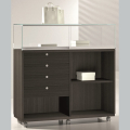 1190mm wide wodden counter with glass display - laminato light - 12/120b - wenge
