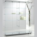 1570mm wide glass freestanding display case - laminato light - 16/18L - light grey
