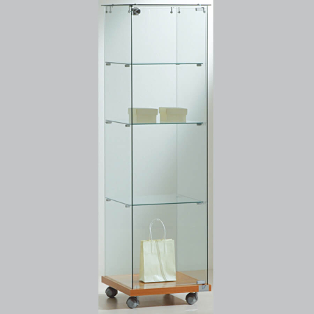 400mm wide glass freestanding display case - laminato light - 4/14 - cherry wood