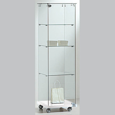 400mm wide glass freestanding display case - laminato light - 4/14e - white