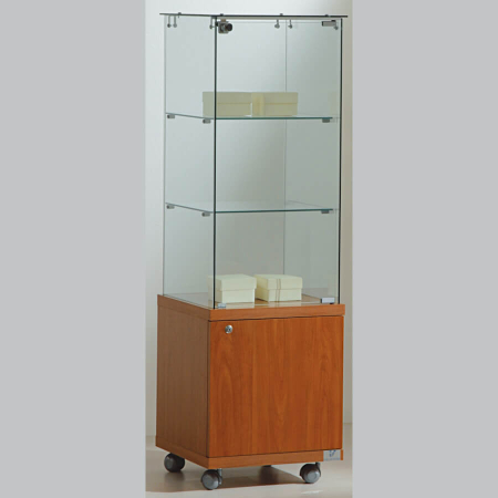 400mm wide glass freestanding display case - laminato light - 4/14M - cherry wood