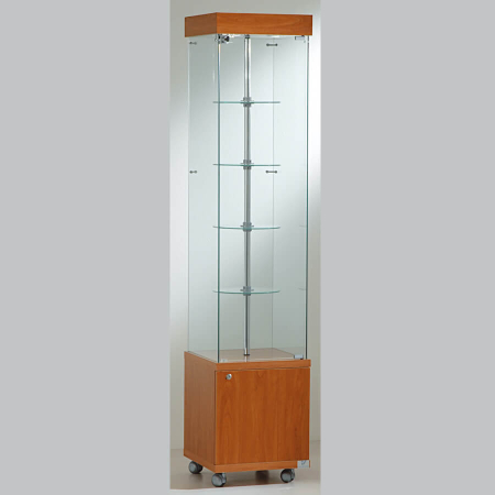 400mm wide rotating glass freestanding display case - laminato light - 4/18GM - cherry wood