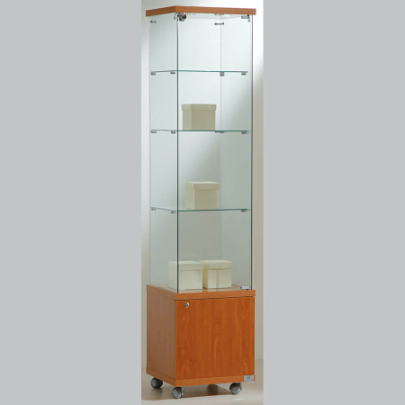 400mm wide glass freestanding display case - laminato light - LED - 4/18LM - cherry wood