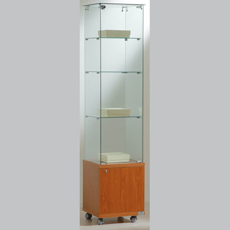 400mm wide glass freestanding display case - laminato light - 4/18M - cherry wood