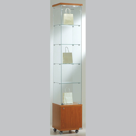 400mm wide glass freestanding display case - laminato light - 4/22M - cherry wood