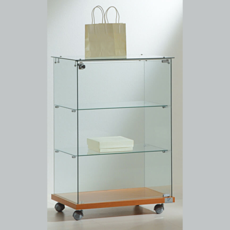 600mm wide glass counter display case - laminato light - 6/90 - cherry wood