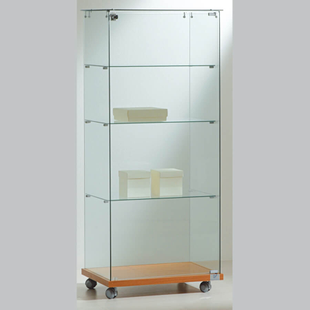 600mm wide glass freestanding display case - laminato light - 6/14 - cherry wood