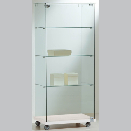 600mm wide glass freestanding display case - laminato light - 6/14E - white