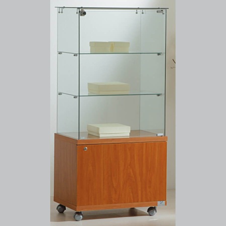 600mm wide glass freestanding display case - laminato light - 6/14M - cherry wood