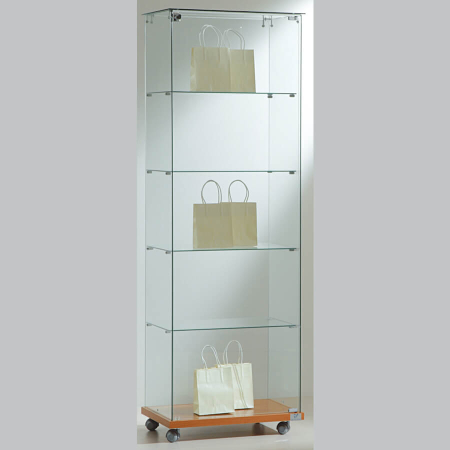 600mm wide glass freestanding display case - laminato light - 6/18 - cherry wood